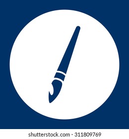 Pen icon isolated on blue background. 