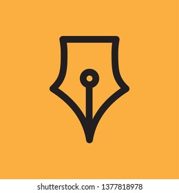 Pen icon isolated on a orange background. Education concept. Vector illustration can be used for topics like university, graduation, studying, writing, typing