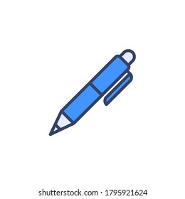 Pen Icon Isolated On White Background, Ballpen Filled Line Icon, Ballpen Illustration For Logo, Ui, Web, Apps, Banner, Poster, Brochure, Infographic, Etc.