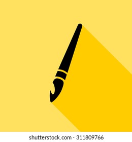 Pen icon isolated on yellow background. 