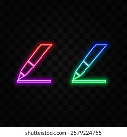 Pen icon isolated vector. neon style.