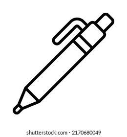 Pen Icon. Line Art Style Design Isolated On White Background