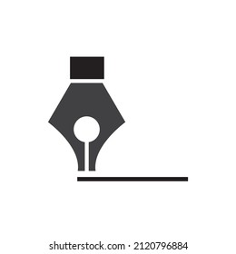 Pen icon with line vector isolated simple black sign