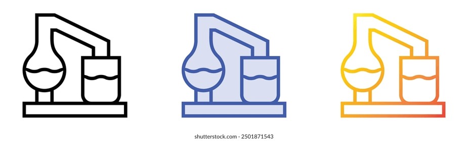 Icono de lápiz. Lineal, relleno azul y diseño de estilo degradado aislado sobre fondo blanco