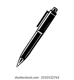 Pen icon or modern line symbol. Vector line art and icon design with bold outline. Black and white Pixel Perfect minimalistic symbol isolated white background. Silhouette simple thin sign