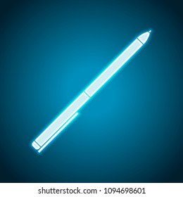 Pen icon. Neon style. Light decoration icon. Bright electric symbol