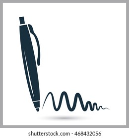 A pen icon on the background