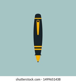 Pen icon on blue background