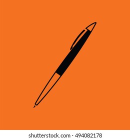 Pen icon. Orange background with black. Vector illustration.