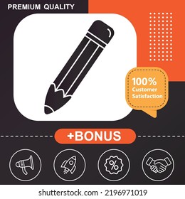 Pen icon. With orange and black background