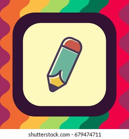 pen icon with outline and flat offset color