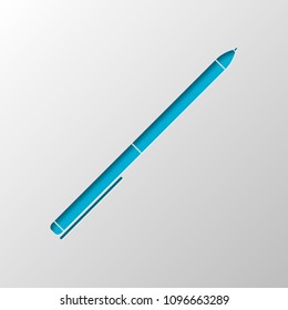 Pen icon. Paper design. Cutted symbol with shadow