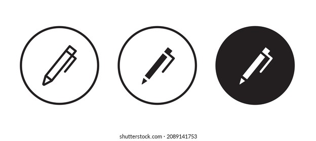 Pen Icon. Pencil, education, writer, copywriting icons button, vector, sign, symbol, logo, illustration, editable stroke, flat design style isolated on white linear pictogram