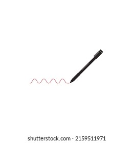 Stift-Symbol mit rotem doodlem Vektorgrafik-Symboldesign