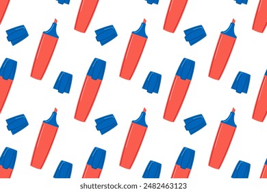 Pen icon seamless pattern background. Highlighter vector illustration. Pen symbol pattern.