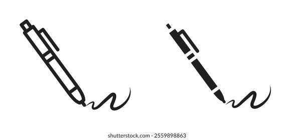 Pen Icon set in black color for ui designs