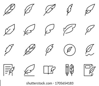 Pen icon set. Collection of high-quality black outline logo for web site design and mobile apps. Vector illustration on a white background.