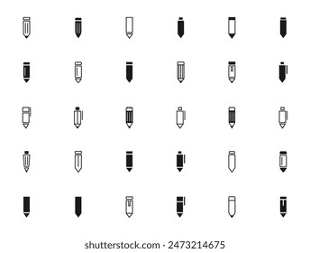 Conjunto de iconos de lápiz. Colección de iconos modernos de línea de lápiz de alta calidad. Conjunto de iconos de lápiz o lápiz. Ilustración vectorial