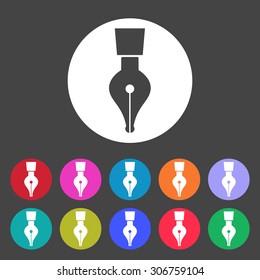 Pen icon. Set of colored icons.