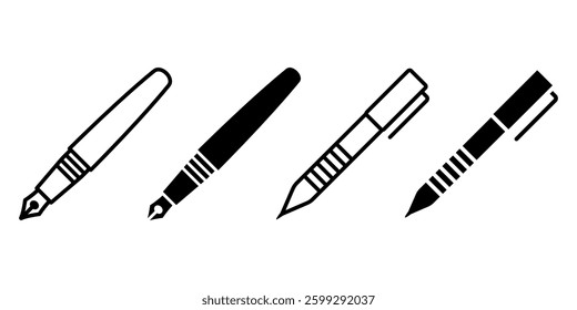 Pen icon set. Flat illustration of icons on a white background