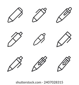 Pen icon set isolated on white