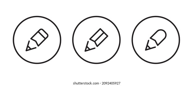 Pen Icon set. Pencil, education, writer, copywriting icons button, vector, sign, symbol, logo, illustration, editable stroke, flat design style isolated on white linear pictogram