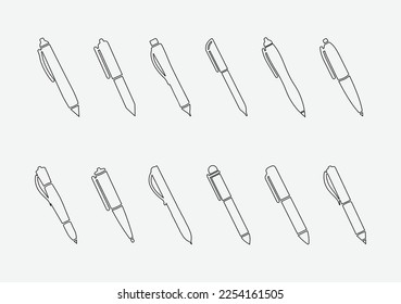 Pen Icon Set Thin Line Style And Line Art