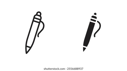 Pen icon set in Thin line black color.