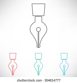 Pen icon. Set of varicolored icons.
