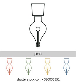 Pen icon. Set of varicolored icons.