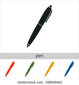 Pen icon. Set of varicolored icons.