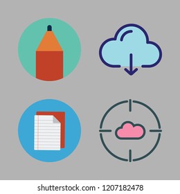 pen icon set. vector set about cloud computing, notebook and pencil icons set.