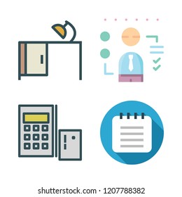 pen icon set. vector set about desk, graphics, notebook and calculator icons set.