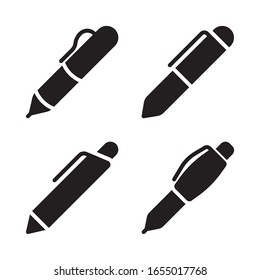 Juego de iconos de pluma. Ilustración gráfica vectorial. Adecuado para diseño de sitios web, logotipo, aplicación, plantilla y ui. EPS 10.