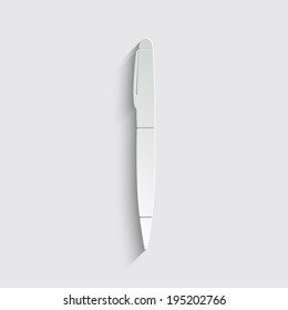 pen icon with shadow on a grey background