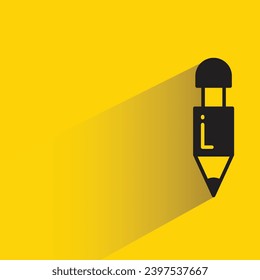 icono de lápiz con sombra sobre fondo amarillo
