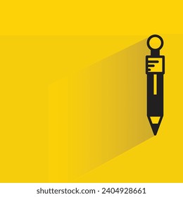 icono de lápiz con sombra sobre fondo amarillo