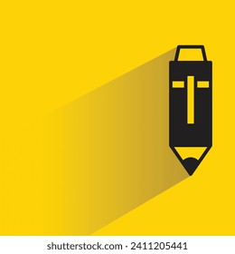 icono de lápiz con sombra sobre fondo amarillo