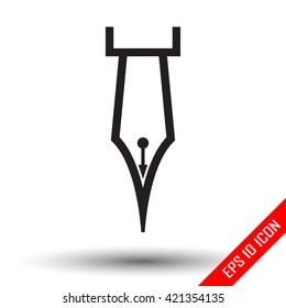 Pen icon. Shape of pen on isolated white bacground. Vector illustration.