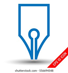 Pen icon. Shape of pen on isolated white bacground. Vector illustration.