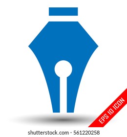 Pen icon. Shape of pen on isolated white background. Vector illustration.