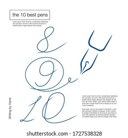 Pen icon, signature in the style of brush strokes. Number 9 is circled.