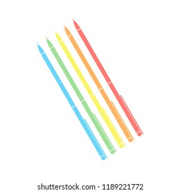 Pen icon. Stack of colorful isometric icons on white background