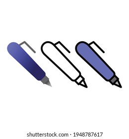 pen icon, stationery icon with color for writing, stationery icon