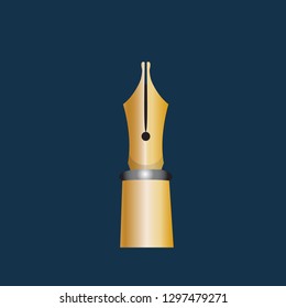pen icon, pen symbol. Flat vector sign isolated on blue background. Simple vector illustration for graphic and web design.