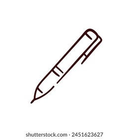 Pen icon symbol of study and education in simple doodle style. Hand drawn logo design for school. Vector illustration isolated on a white background.