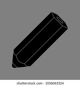 Pen - icon. Vector. Black icon on medium gray background. Isolated.