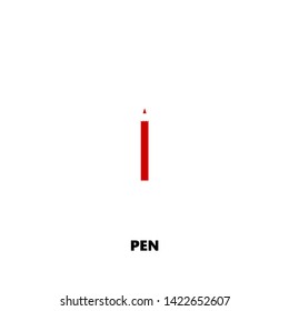 pen icon. pen vector design. sign design. red color