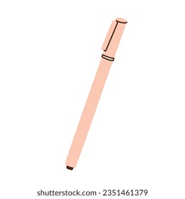 Icono de la pluma, doodle vectorial ilustración del revestimiento fino con capucha, marcador de flujo de tinta coloreado, herramientas y suministros para dibujo, pintura, arte caligráfico, clipart de color aislado sobre fondo blanco