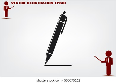 pen icon vector EPS 10, abstract sign to draw a line flat design, emphasize illustration modern isolated badge